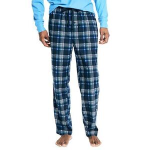 Nautica Pajama Pants Mens Large Blue Plaid Lightweight Comfy Cozy Fleece NWT‎
